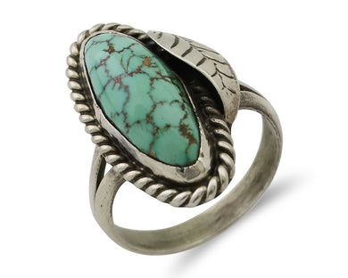 Navajo Handmade Ring 925 Silver Natural Turquoise Artist Signed GC01 C.80's