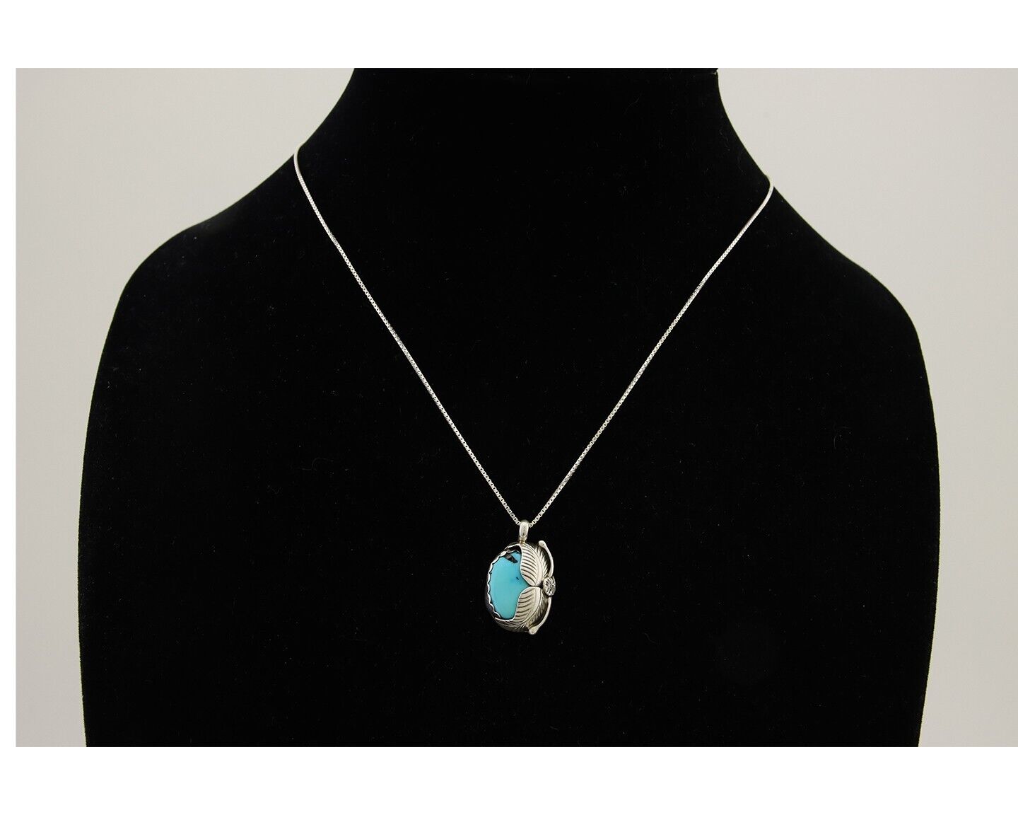 Navajo Necklace 925 Silver Natural Blue Turquoise Artist Signed D Zachary C.80's
