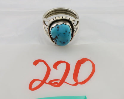 Navajo Ring 925 Silver Natural Blue Turquoise Signed Tony Guerro C.80's
