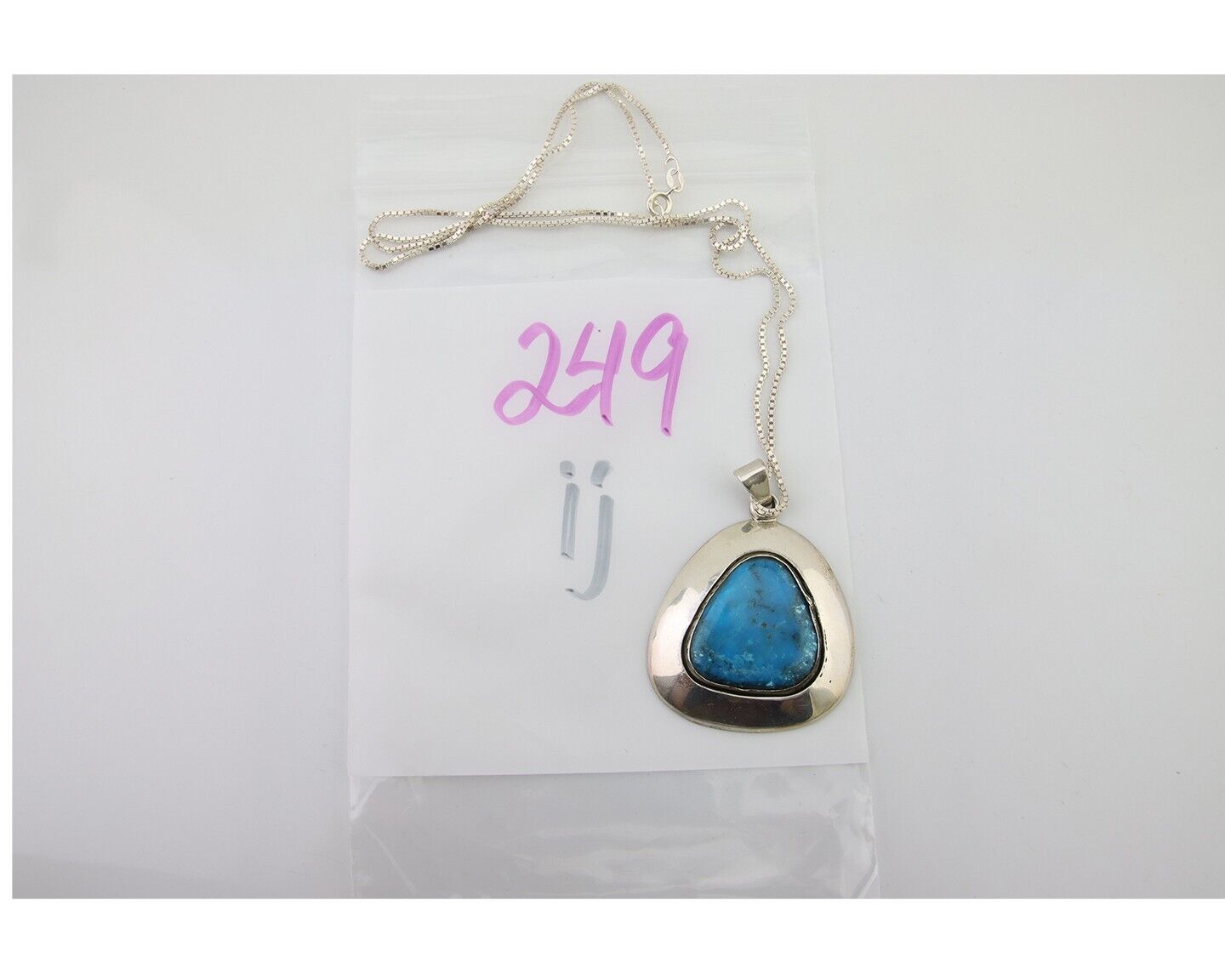 Navajo Necklace 925 Silver Natural Blue Turquoise Native American Artist C.80's