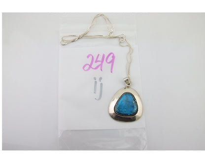 Navajo Necklace 925 Silver Natural Blue Turquoise Native American Artist C.80's