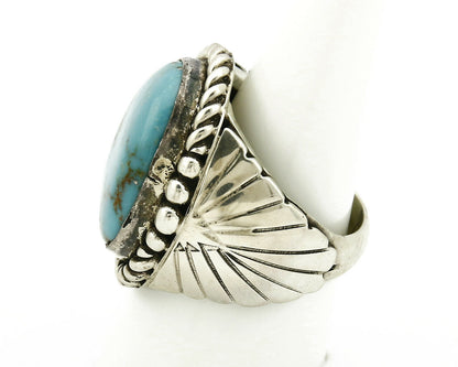Navajo Ring .925 SOLID Silver Castle Dome Turquoise Signed Doug Zachary C.80's