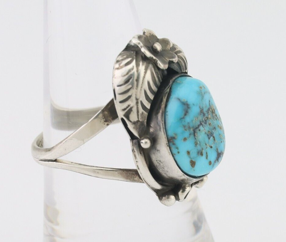 Navajo Ring 925 Silver Natural Mined Turquoise Native American Artist C.80's