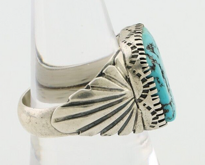 Navajo Ring 925 Silver Blue Sleeping Beauty Turquoise Artist Signed DK C.80's