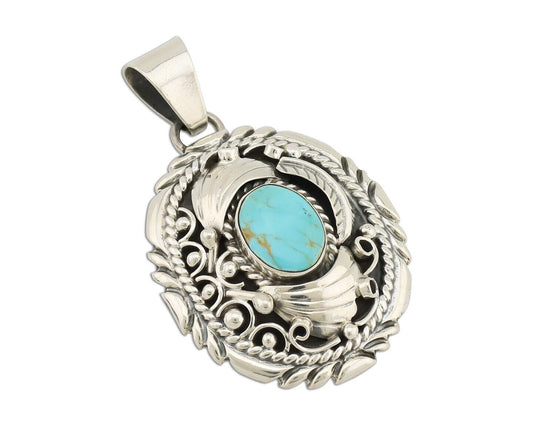 Navajo Pendant 925 Silver Blue Turquoise Native American Artist C.80's