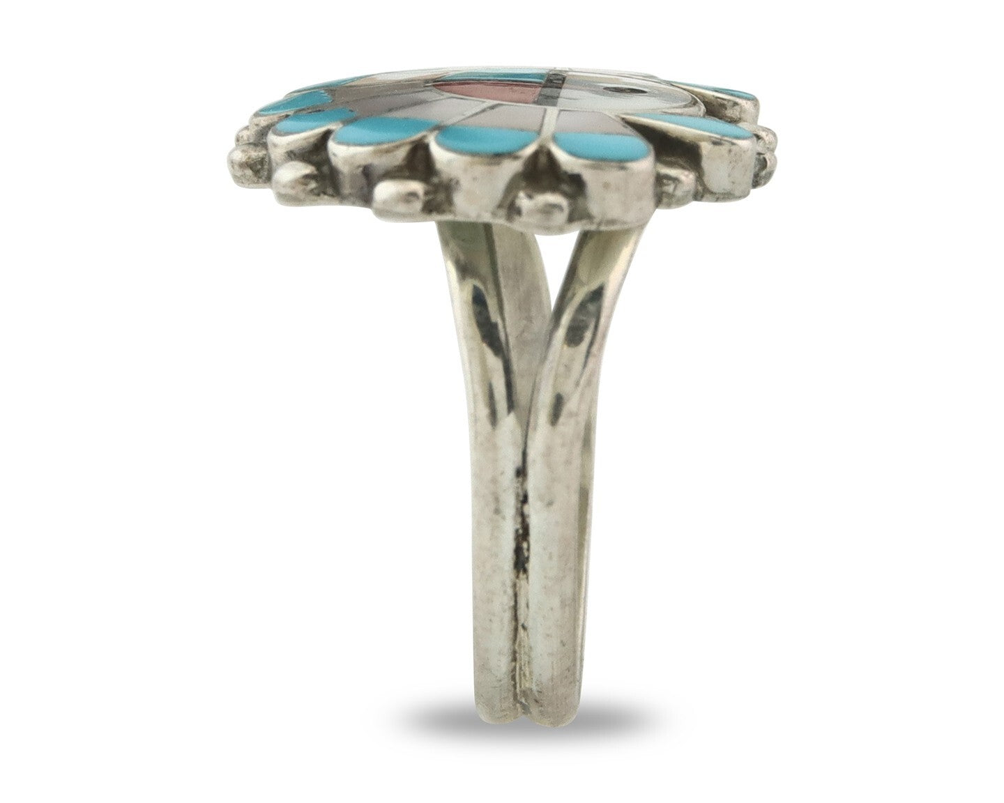Vintage Zuni Ring 925 Sterling Silver Natural Gemstone Size 8.0
