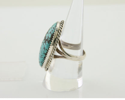 Navajo Handmade Ring 925 Silver Spiderweb Turquoise Native Artist C.80's