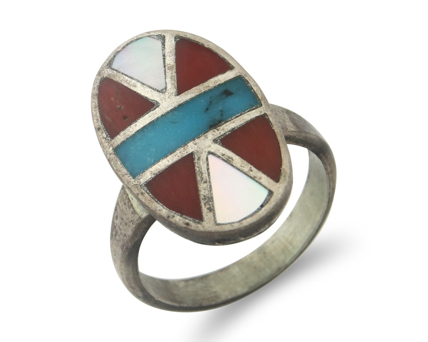Vintage Zuni Ring Sterling Silver Authentic Gemstone Handmade Size 6.5