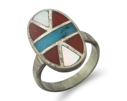Vintage Zuni Ring Sterling Silver Authentic Gemstone Handmade Size 6.5