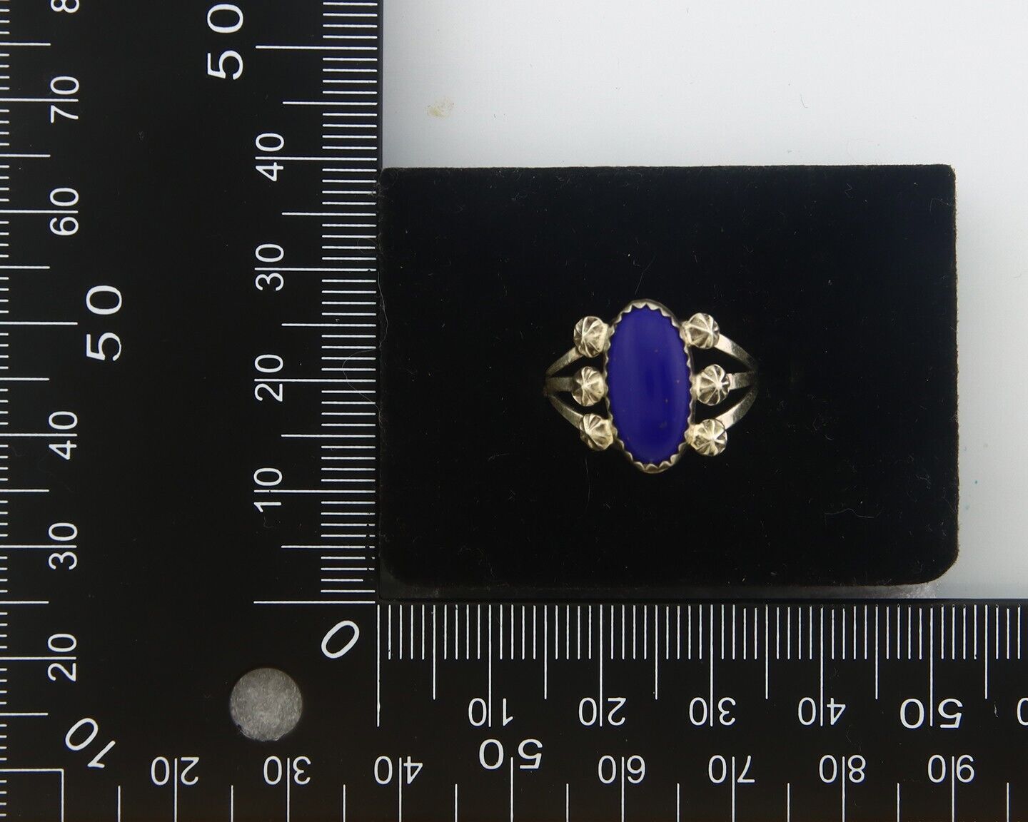 Navajo Ring 925 Sterling Natural Lapis Handmade Native Artist C.80's