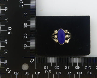 Navajo Ring 925 Sterling Natural Lapis Handmade Native Artist C.80's