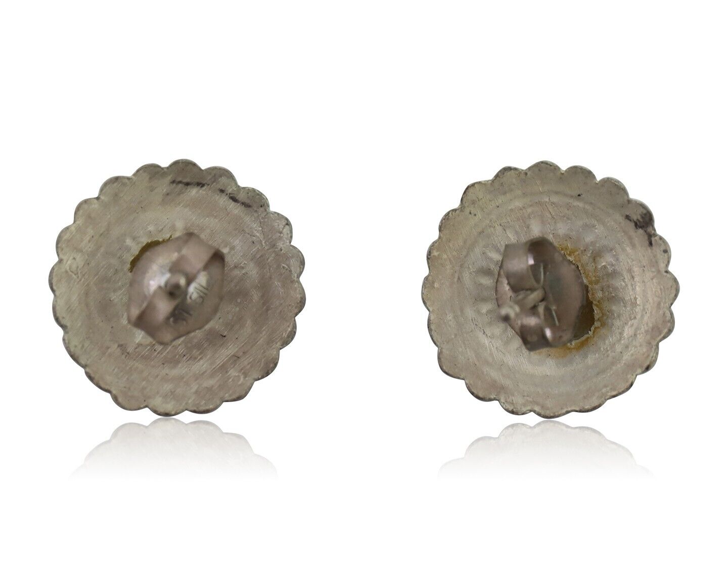 Navajo Small Shield Earrings 925 Silver Native American Artist C.80's