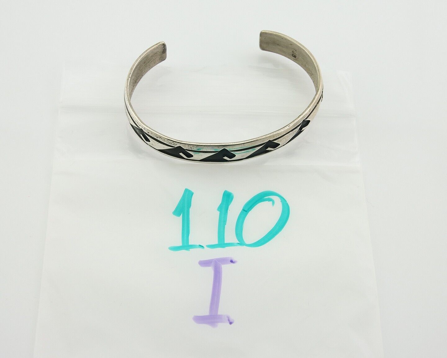 Navajo Bracelet 925 Silver Handmade Cuff Artist Signed TJB C.80's