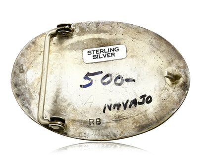 Navajo Ranger Buckle .925 Silver Artist Kirby Nez Hand Stamped C.80's