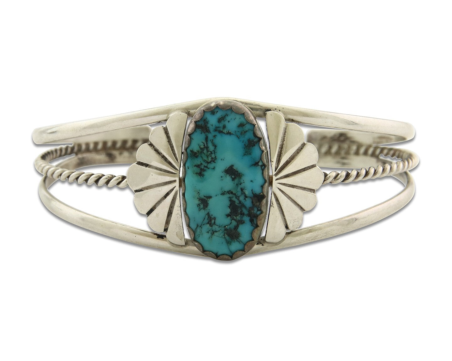 Vintage Navajo Bracelet 925 Silver Turquoise Handmade Signed L T Chee