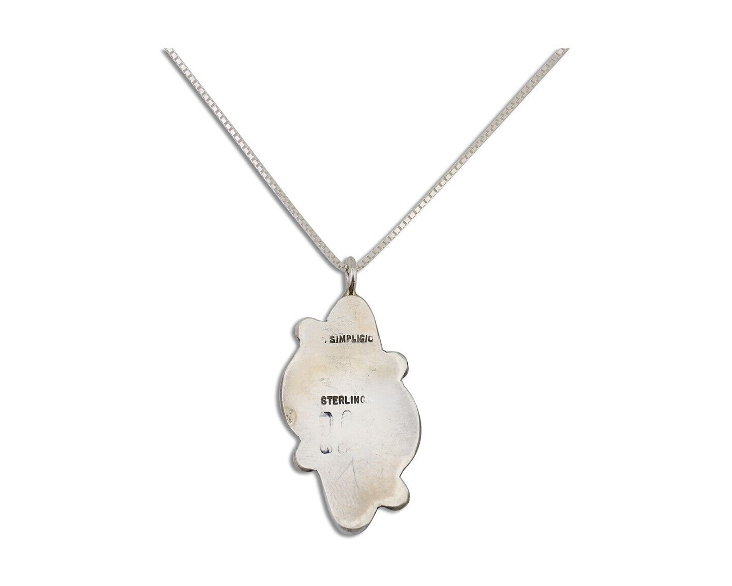 Navajo Turquoise Handmade Necklace 925 Silver Signed Simplicio C.80's