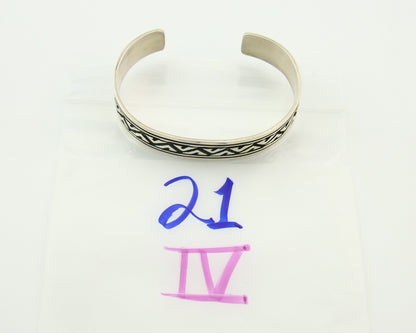 Navajo Bracelet 925 Silver Artist Signed Thomas Singer Cuff Made in the 1980's