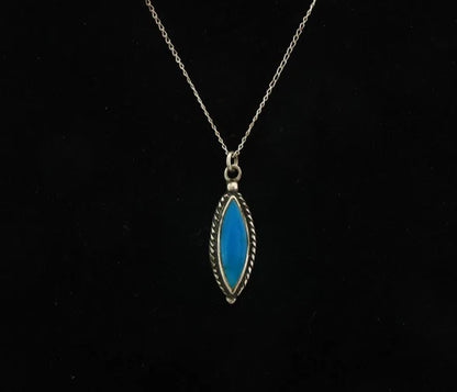 Navajo Necklace Sterling Silver Natural Blue Turquoise Vintage
