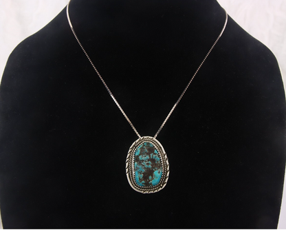 Navajo Sterling silver Necklace Turquosie Authentic Vintage Native American