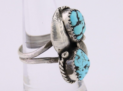 Navajo Ring 925 Silver Natural Blue Turquoise Native American Artist C.80's