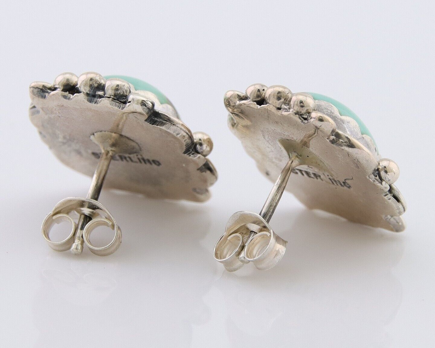 Navajo Paw Earrings 925 Silver Blue Turquoise Native American Artist C.80's