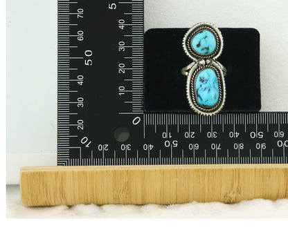 Vintage Navajo Ring Sterling Silver Authentic Turquoise Tom Willeto Size 7.75