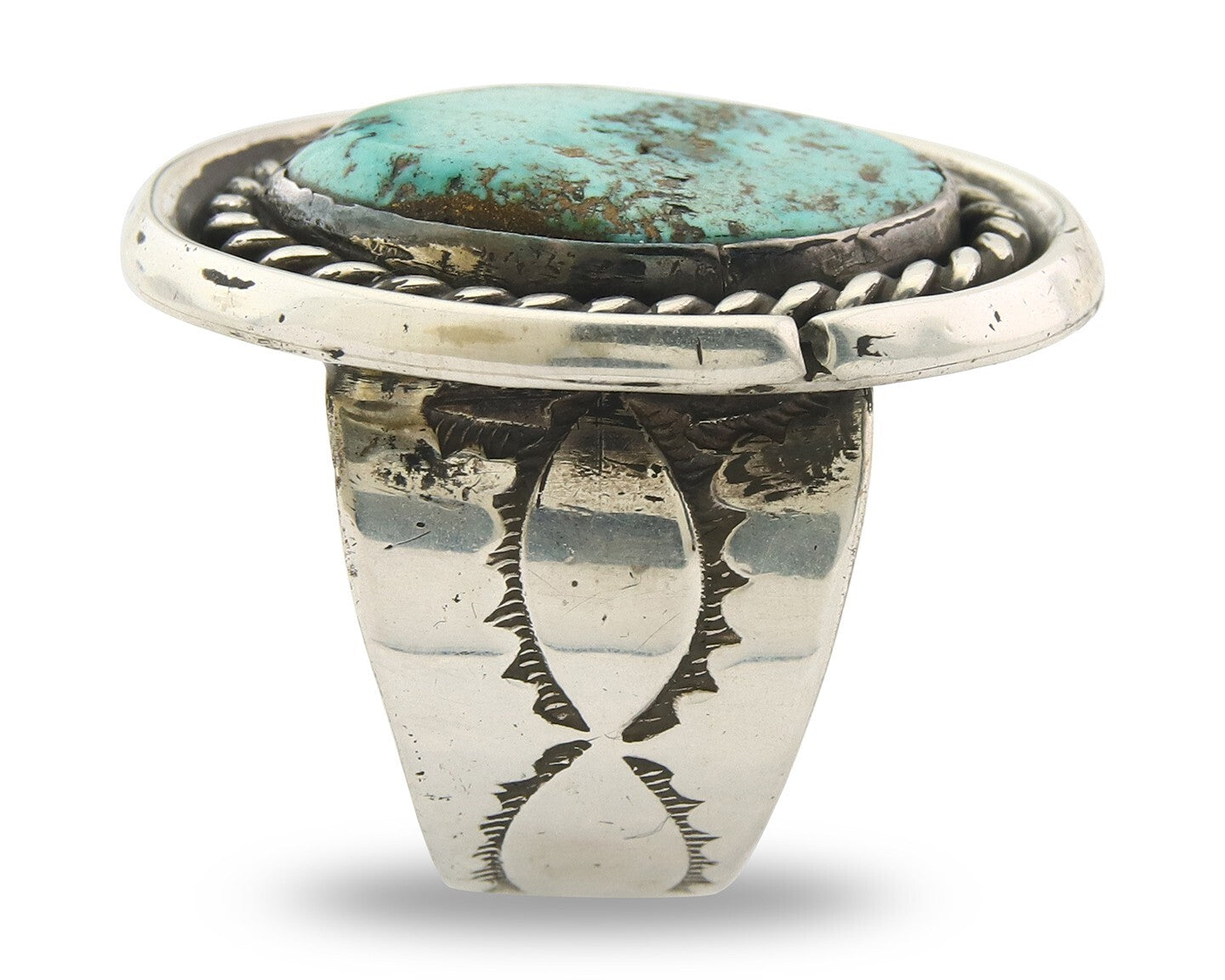 Traditional Navajo Ring Sterling Silver Authentic Turquoise Handmade Size 9.5
