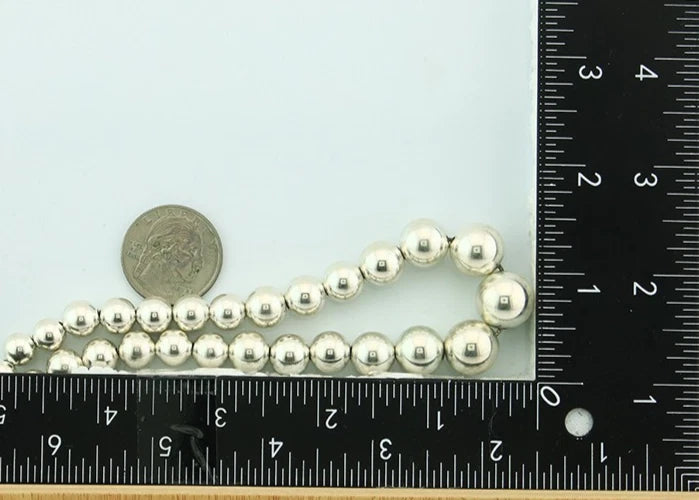 Navajo Bead Necklace 925 Sterling Silver Vintage Graduated 5mm-12mm 30in Long