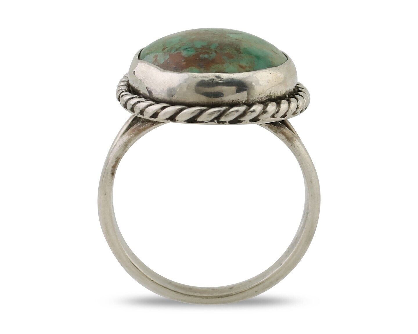 Navajo Ring 925 Silver Kingman Turquoise Native American Artist C.80's