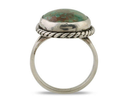 Navajo Ring 925 Silver Kingman Turquoise Native American Artist C.80's