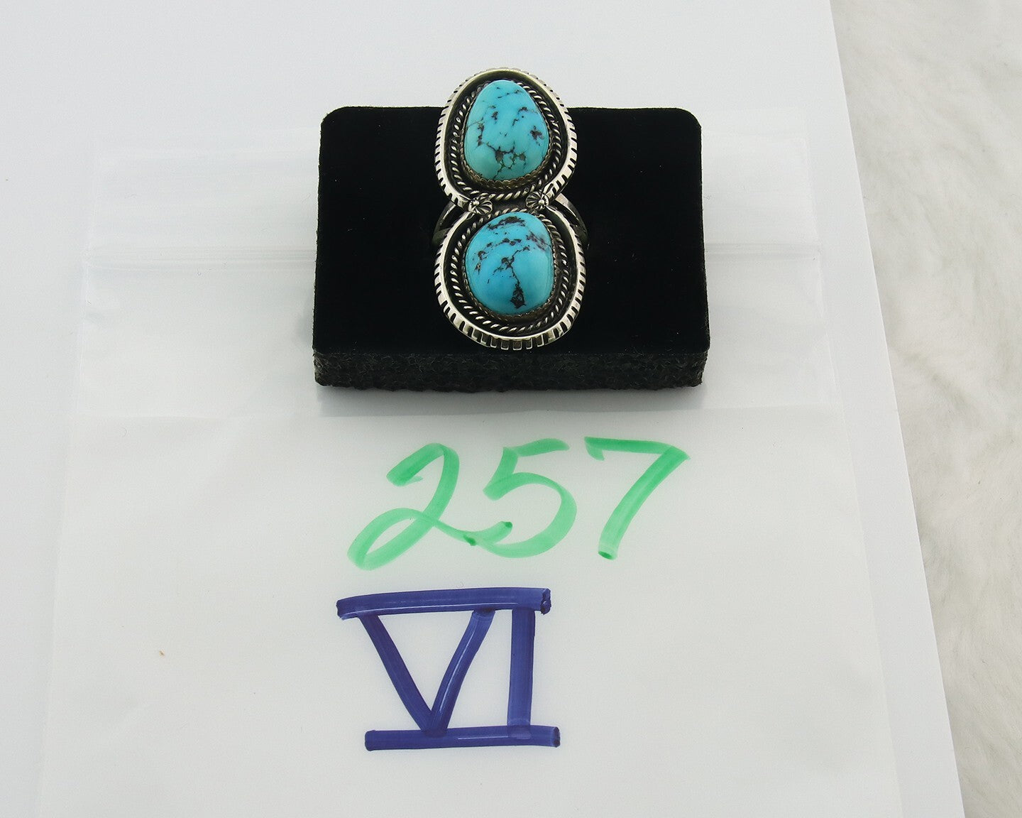 Vintage Navajo Ring 925 Sterling Silver Turquoise Signed Tom Willeto Size 7.5
