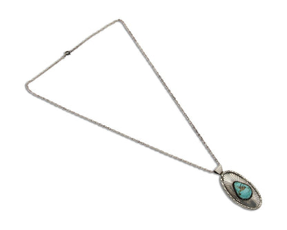 Navajo Necklace 925 Silver Natural Blue Turquoise Native American Artist C.80's