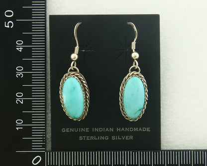 Navajo Earrings 925 Silver Natural Turquoise Artist Signed Davina Benally C.80's