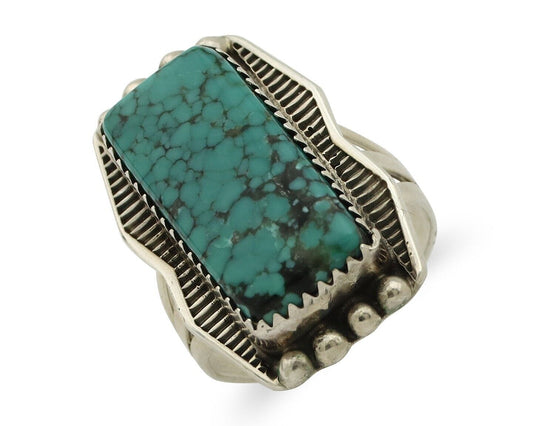 Navajo Ring 925 Silver Spiderweb Turquoise Artist Signed D C.80's