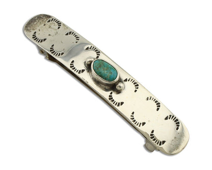 Women Navajo Hair Clip Barrette 925 Silver Hand Stamped Native American Artist