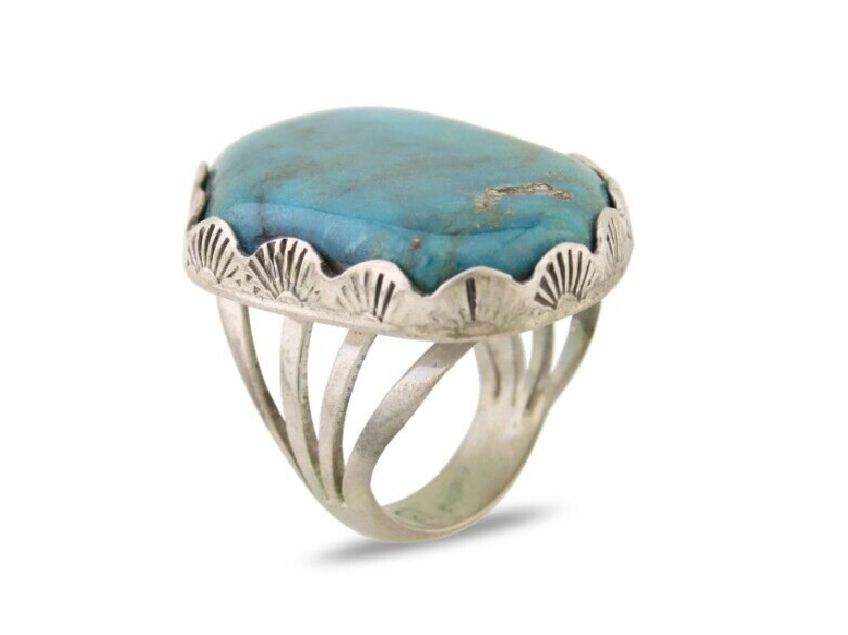 Navajo Ring .925 Silver Turquoise Artist Signed Ray Delgarito C.80's