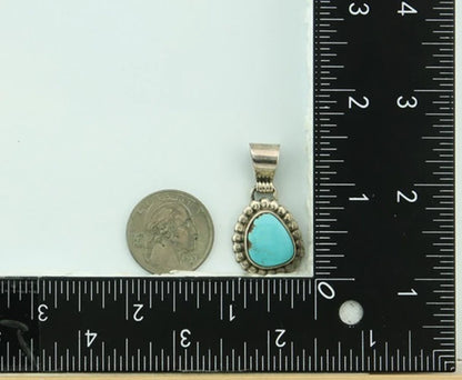 Navajo Pendant 925 Sterling Silver Natural Turquoise Vintage Signed Rabbit Stick