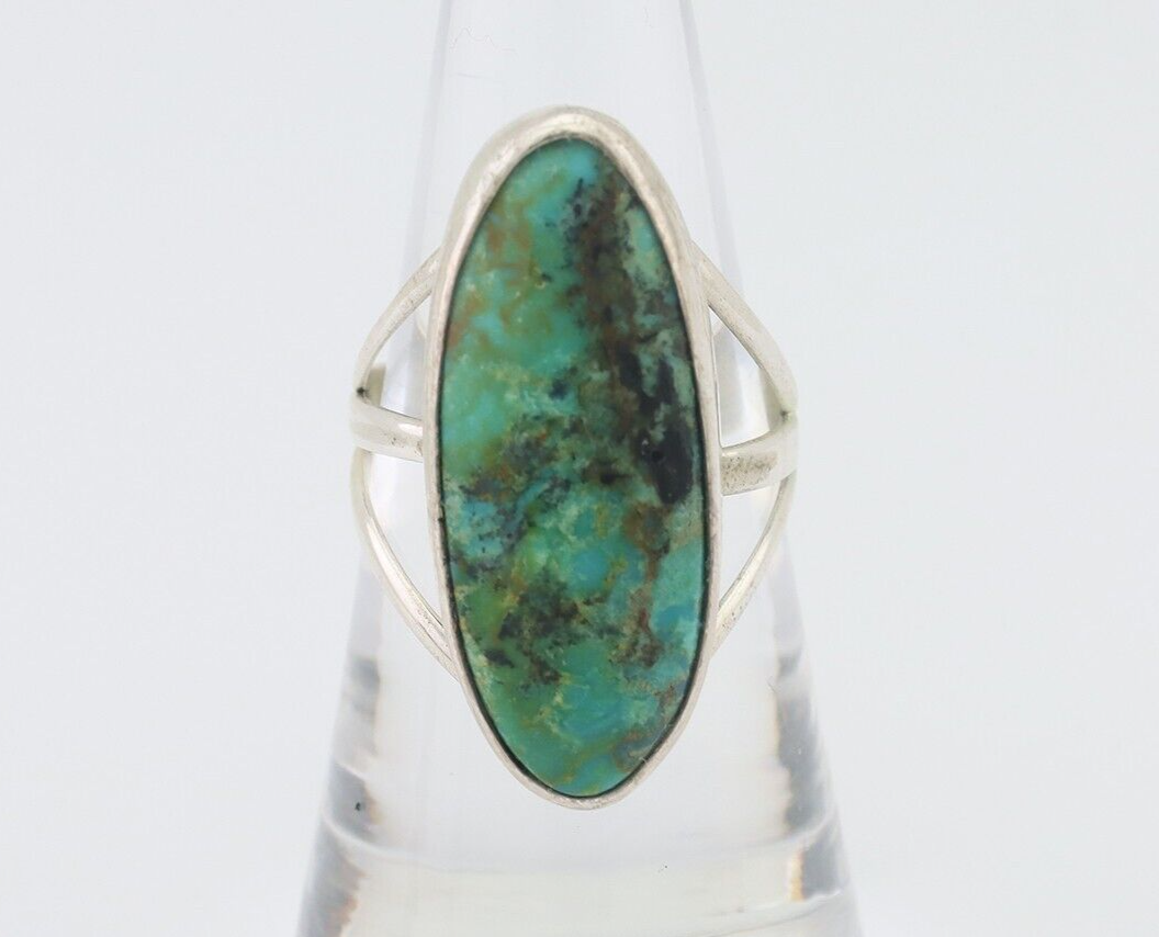 Navajo Ring 925 Silver Natural Blue Gem Turquoise Native American Artist C.80's