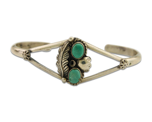 Navajo Bracelet 925 Silver Cuff Turquoise Handmade Native Artist C.80's