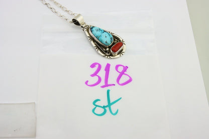 Navajo Necklace 925 Silver Spiderweb Turquoise Artist Signed Teepee on Hill C80s