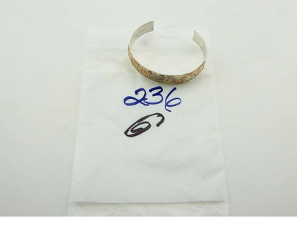 Navajo Cuff Bracelet Sterling Silver & Gold Vintage Storyteller Signed GE