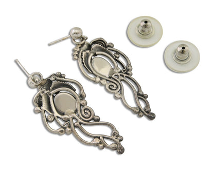 Navajo Shield Earrings 925 Silver Natural Turquoise Native American Artist C80s