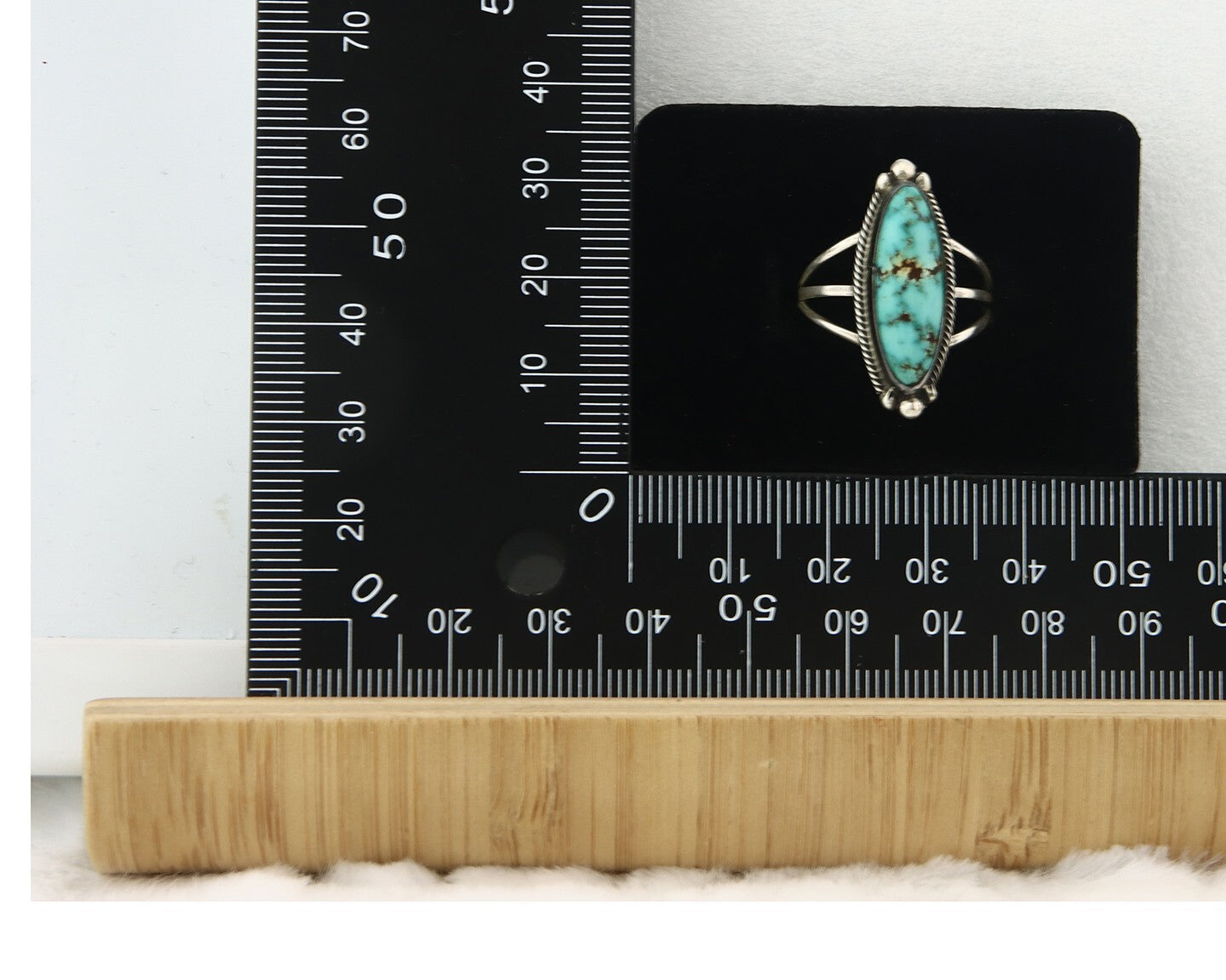 Vintage Navajo Ring 925 Sterling Silver Turquoise Signed MP Size 8.0