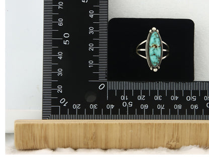 Vintage Navajo Ring 925 Sterling Silver Turquoise Signed MP Size 8.0