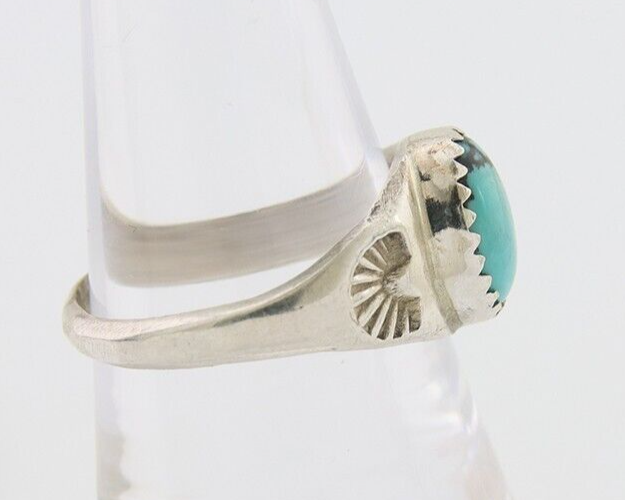 Navajo Ring 925 Silver Natural Blue Turquoise Native American Artist C.80's