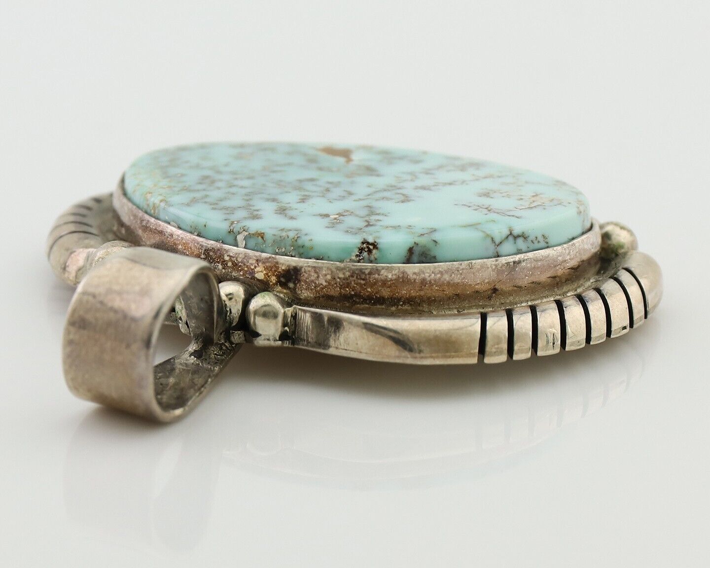 Navajo Turquoise Pendant 925 Silver Artist Signed Doug Zachary C.80's