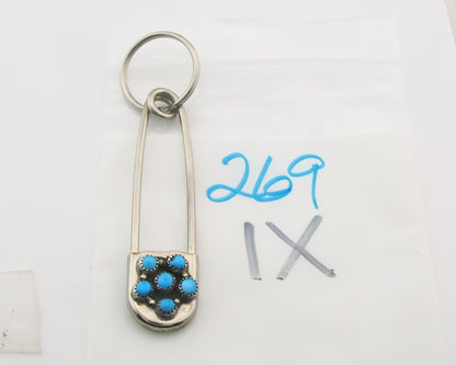 Navajo Key Chain .925 Silver Natural Turquoise Handmade Native American Artist