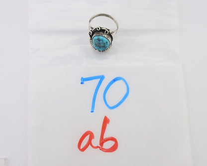 Navajo Ring 925 Silver Natural Mined Turquoise Native American Artist C.80's