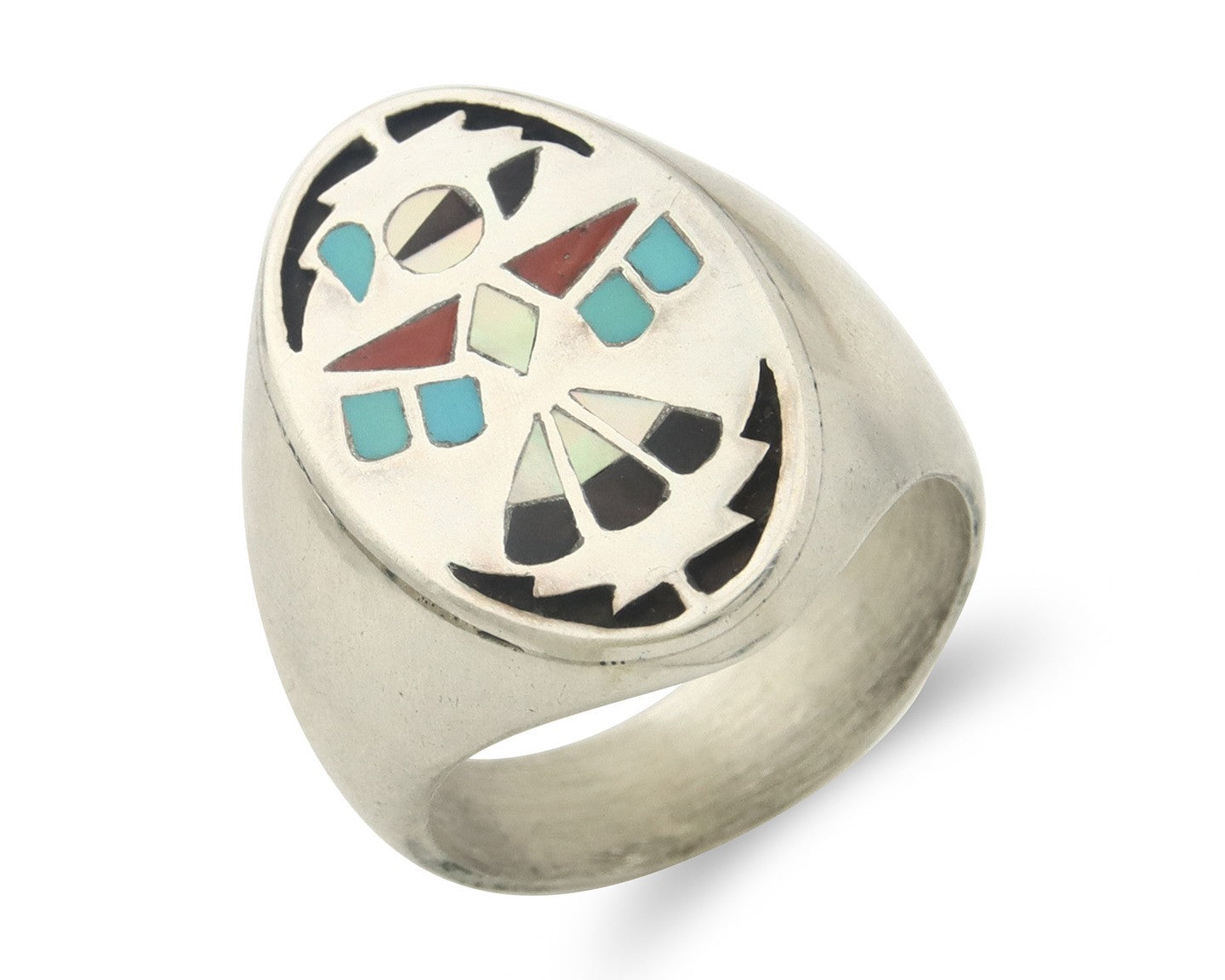 Vintage Zuni Ring Sterling Silver Authentic Gemstone Handmade Size 11.25