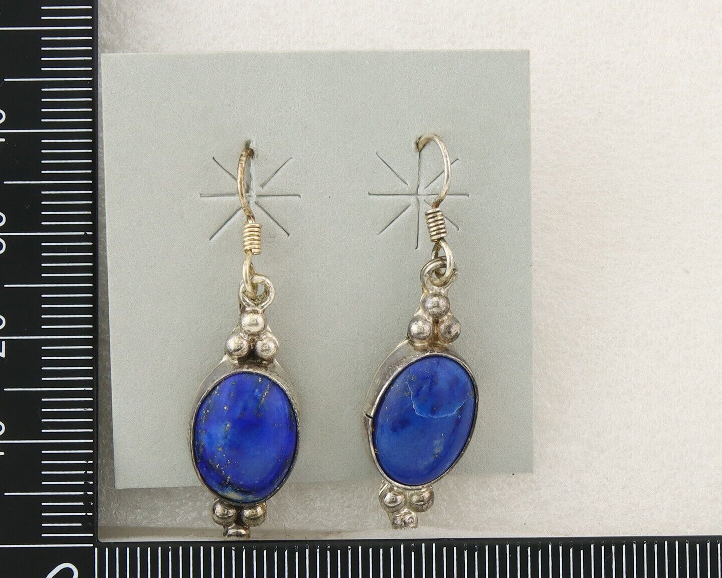 Navajo Earrings 925 Silver Natural Lapis Native American Artist C.80's